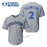 Camiseta Beisbol Hombre Toronto Blue Jays Troy Tulowitzki 2 Gris Cool Base