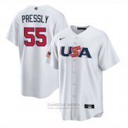 Camiseta Beisbol Hombre USA 2023 Ryan Pressly Replica Blanco
