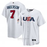 Camiseta Beisbol Hombre USA 2023 Tim Anderson Replica Blanco
