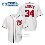 Camiseta Beisbol Hombre Washington Nationals Bryce Harper 34 Blanco Primera Cool Base