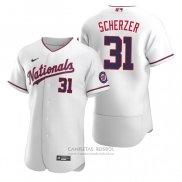 Camiseta Beisbol Hombre Washington Nationals Max Scherzer Autentico 2020 Alterno Blanco
