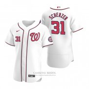 Camiseta Beisbol Hombre Washington Nationals Max Scherzer Autentico Primera 2020 Blanco