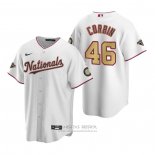 Camiseta Beisbol Hombre Washington Nationals Patrick Corbin Gold-Trimmed Championship Replica Blanco