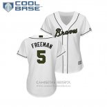 Camiseta Beisbol Mujer Atlanta Braves Frojodie Freeman 2018 Dia de los Caidos Cool Base Blanco