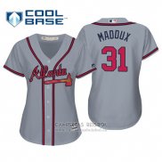 Camiseta Beisbol Mujer Atlanta Braves Greg Maddux Cool Base Road 2019 Gris