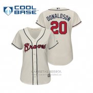 Camiseta Beisbol Mujer Atlanta Braves Josh Donaldson Cool Base Alterno 2019 Crema