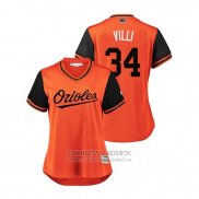 Camiseta Beisbol Mujer Baltimore Orioles Jonathan Villar 2018 LLWS Players Weekend Villi Orange