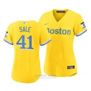 Camiseta Beisbol Mujer Boston Red Sox Chris Sale 2021 City Connect Replica Oro