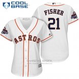 Camiseta Beisbol Mujer Houston Astros 2017 World Series Campeones Derek Fisher Blanco Cool Base
