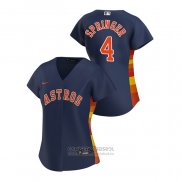 Camiseta Beisbol Mujer Houston Astros George Springer 2020 Replica Alterno Azul