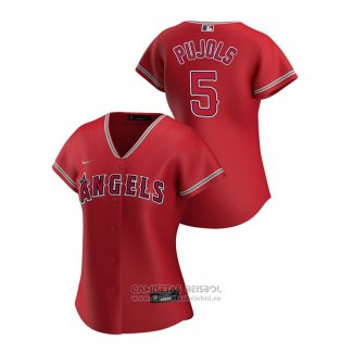 Camiseta Beisbol Mujer Los Angeles Angels Albert Pujols 2020 Replica Alterno Rojo