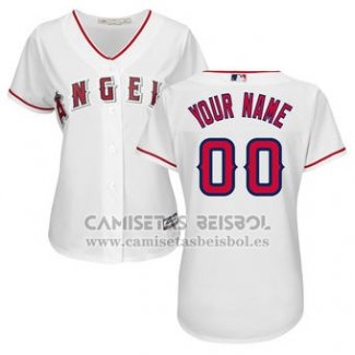 Camiseta Beisbol Mujer Los Angeles Angels Personalizada Blanco