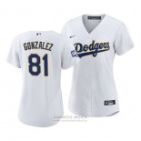 Camiseta Beisbol Mujer Los Angeles Dodgers Victor Gonzalez 2021 Gold Program Replica Blanco