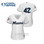 Camiseta Beisbol Mujer Miami Marlins 2019 Jackie Robinson Day Cool Base Blanco
