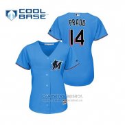 Camiseta Beisbol Mujer Miami Marlins Martin Prado Cool Base 2019 Azul