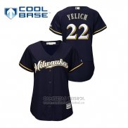 Camiseta Beisbol Mujer Milwaukee Brewers Christian Yelich Cool Base Alterno Azul