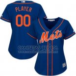 Camiseta Beisbol Mujer New York Mets Personalizada Azul