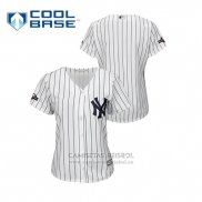 Camiseta Beisbol Mujer New York Yankees 2019 Postemporada Cool Base Blanco