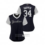 Camiseta Beisbol Mujer New York Yankees J.a. Happ 2018 LLWS Players Weekend Happer Azul