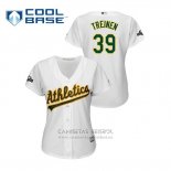 Camiseta Beisbol Mujer Oakland Athletics Blake Treinen 2019 Postemporada Cool Base Blanco