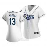 Camiseta Beisbol Mujer Tampa Bay Rays Manuel Margot Primera Replica Blanco