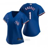 Camiseta Beisbol Mujer Texas Rangers Elvis Andrus Replica Alterno Azul