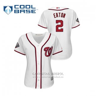 Camiseta Beisbol Mujer Washington Nationals Adam Eaton 2019 World Series Bound Cool Base Blanco