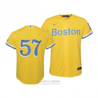 Camiseta Beisbol Nino Boston Red Sox Eduardo Rodriguez 2021 City Connect Replica Oro