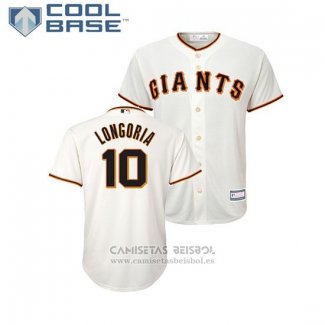 Camiseta Beisbol Nino San Francisco Giants Evan Longoria Cool Base Primera Replica Crema