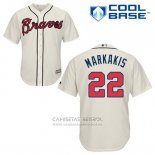 Camiseta Beisbol Hombre Atlanta Braves 22 Nick Markakis Crema Alterno Cool Base