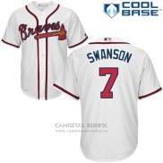 Camiseta Beisbol Hombre Atlanta Braves 3 Dansby Swanson Blanco Cool Base
