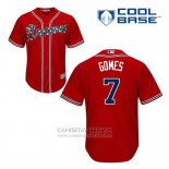 Camiseta Beisbol Hombre Atlanta Braves 7 Jonny Gomes Rojo Alterno Cool Base