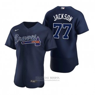 Camiseta Beisbol Hombre Atlanta Braves Luke Jackson Autentico 2020 Alterno Azul