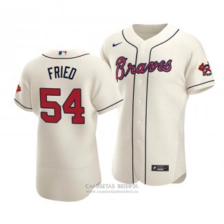 Camiseta Beisbol Hombre Atlanta Braves Max Fried Autentico Alterno Crema