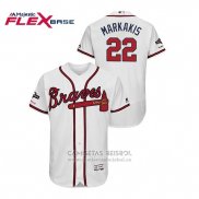 Camiseta Beisbol Hombre Atlanta Braves Nick Markakis 2019 Postemporada Flex Base Blanco