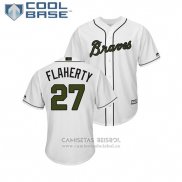 Camiseta Beisbol Hombre Atlanta Braves Ryan Flaherty 2018 Dia de los Caidos Cool Base Blanco