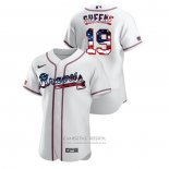 Camiseta Beisbol Hombre Atlanta Braves Shane Greene 2020 Stars & Stripes 4th of July Blanco
