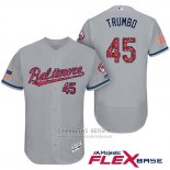 Camiseta Beisbol Hombre Baltimore Orioles 2017 Estrellas Y Rayas 45 Mark Trumbo Gris Flex Base