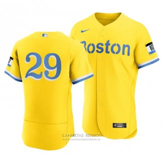 Camiseta Beisbol Hombre Boston Red Sox Bobby Dalbec 2021 City Connect Autentico Oro