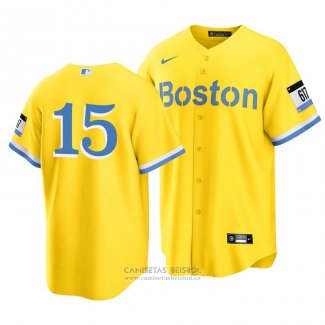 Camiseta Beisbol Hombre Boston Red Sox Dustin Pedroia 2021 City Connect Replica Oro