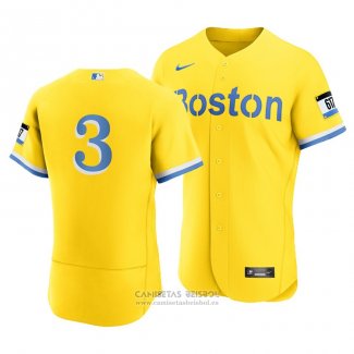 Camiseta Beisbol Hombre Boston Red Sox Jonathan Arauz 2021 City Connect Autentico Oro