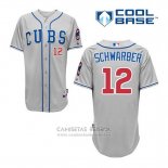 Camiseta Beisbol Hombre Chicago Cubs 12 Kyle Schwarber Gris Alterno Cool Base