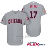 Camiseta Beisbol Hombre Chicago Cubs 2017 Estrellas y Rayas Cubs 17 Kris Bryant Gris Flex Base