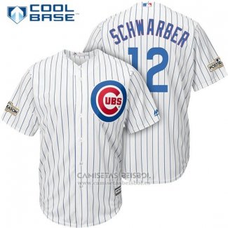 Camiseta Beisbol Hombre Chicago Cubs 2017 Postemporada 12 Kyle Schwarber Blanco Cool Base