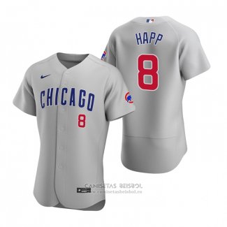 Camiseta Beisbol Hombre Chicago Cubs Ian Happ Autentico 2020 Road Gris