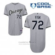 Camiseta Beisbol Hombre Chicago White Sox 72 Carlton Fisk Gris Cool Base