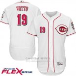 Camiseta Beisbol Hombre Cincinnati Reds 19 Joey Votto Autentico Collection Flex Base Blanco Jugador