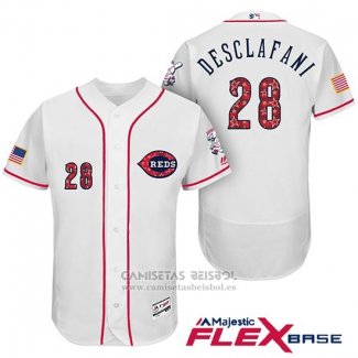 Camiseta Beisbol Hombre Cincinnati Reds 2017 Estrellas Y Rayas 28 Anthony Desclafani Blanco Flex Base