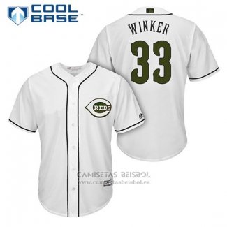 Camiseta Beisbol Hombre Cincinnati Reds 33 Jesse Winker Blanco 2018 Alterno Cool Base