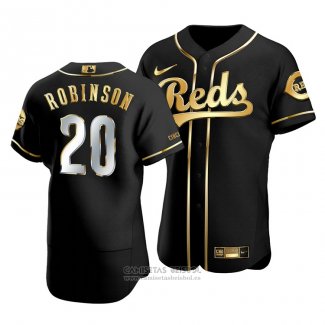 Camiseta Beisbol Hombre Cincinnati Reds Frank Robinson Golden Edition Autentico Negro